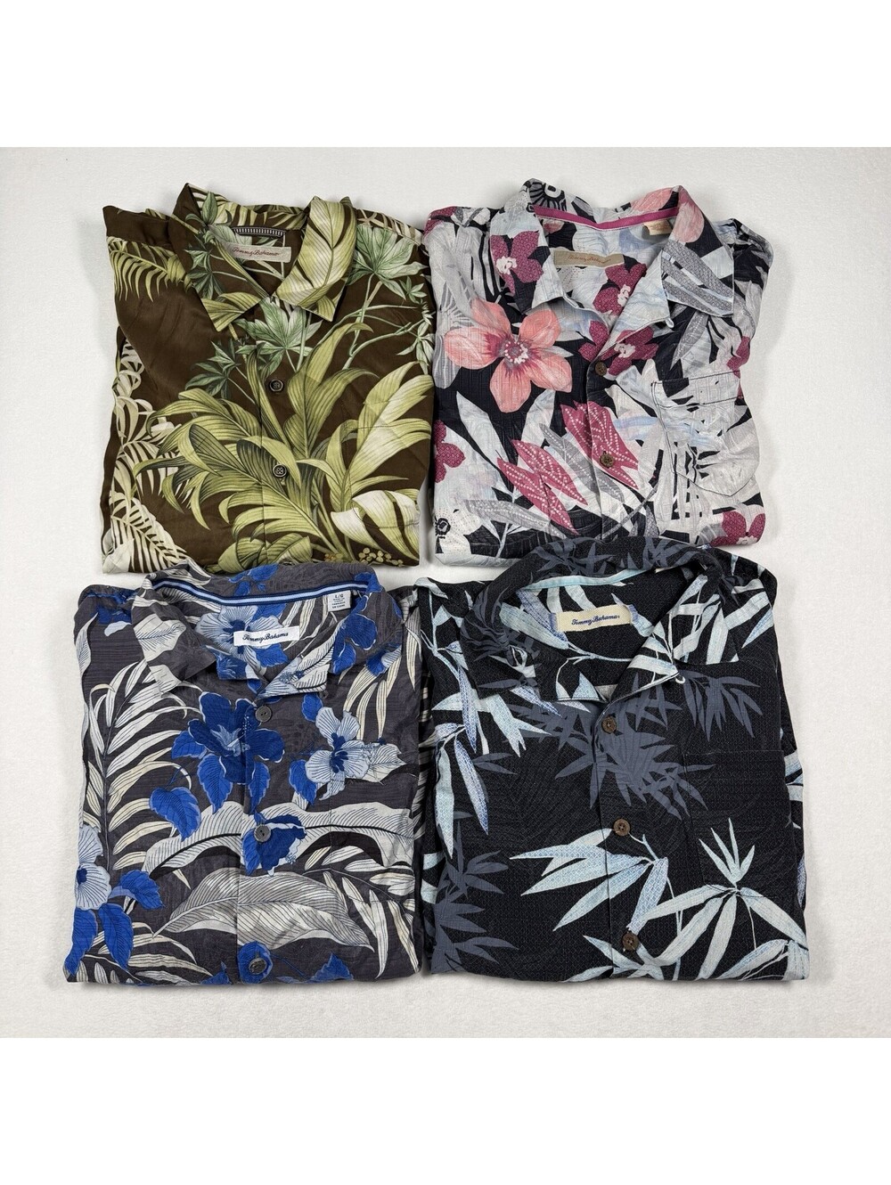 Tommy Bahama Size L Shirt Mens Camp Hawaiian Button Up 100% Silk Lot Of 4